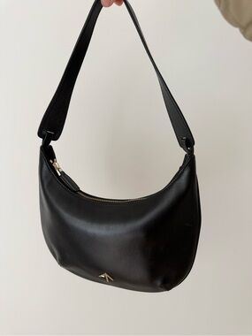 Manu Atelier Black Leather Mini Hobo Bag